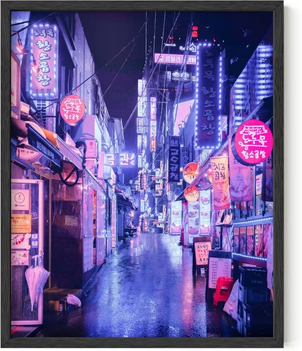 Vista 8 de RipGrip Arte de pared de neón, póster de ciudad de Seúl Corea, decoración de dormitorio para niños adolescentes, pósteres estéticos