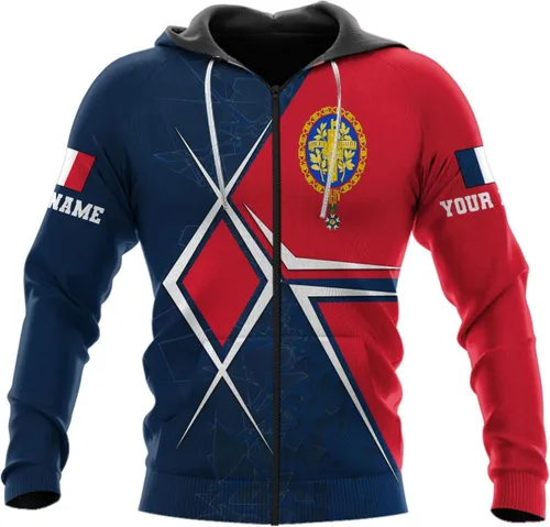 Vista 7 de Vybonz - Camisa personalizada de Francia para hombres y mujeres, Torre Eiffel París, camiseta con capucha de Francia, ropa de fútbol con bandera