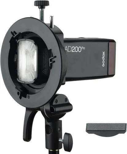 Vista 5 de Godox S2 Speedlite - Soporte tipo S, soporte Speedlight Bowens compatible con flash de cámara Godox, V1 AD200Pro AD400Pro AD200 V860II TT685 TT600