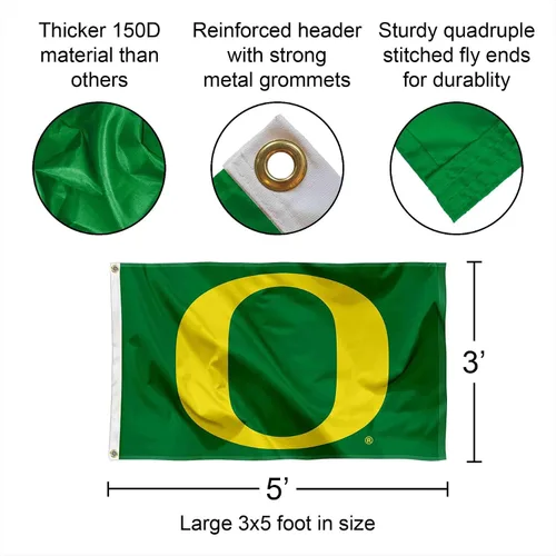 Vista 2 de Bandera de Oregon Green 3x5