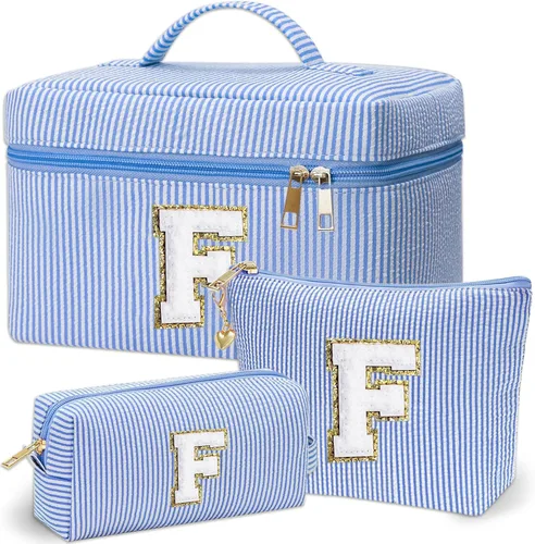 Vista 51 de Bolsa de maquillaje Adoryoung 3 piezas rosa+azul, Azul, A