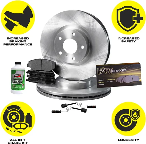 Vista 4 de Hart Brakes Kit Frenos y Rotores Delanteros Pastillas de Freno Delanteros Rotores y Pastillas de Freno Pastillas y Rotores de Freno