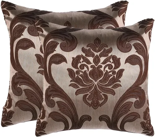 Vista 12 de NAPEARL Juego de 2 fundas de cojín con patrones jacquard beige dorado champán, funda de almohada decorativa para sofá, cama, atractivas fundas
