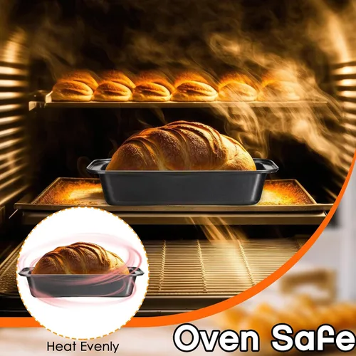 Vista 5 de Sliner 6 moldes para pan, 12 x 5 pulgadas de largo, antiadherente, de acero inoxidable, rectangular, para tartas, pan, pan, para pasteles de carne