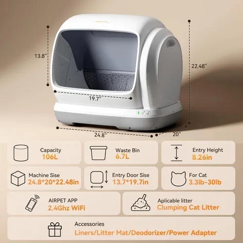Vista 7 de Meowant Caja de arena automática de gran espacio para varios gatos