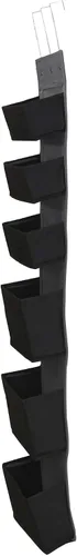 Vista 5 de Household Essentials Organizador negro de 6 bolsas de tela sobre la puerta