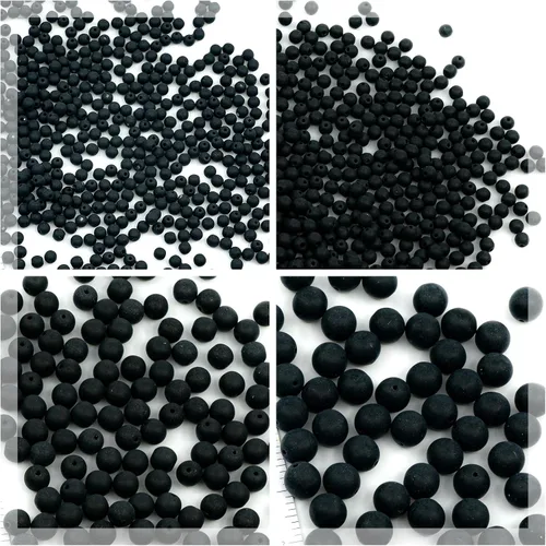 Vista 9 de Juego de 275 cuentas de cristal redondas checas, color negro azabache, 0.118 in (100 unidades), 0.157 in (100 unidades), 0.236 in (50 unidades)