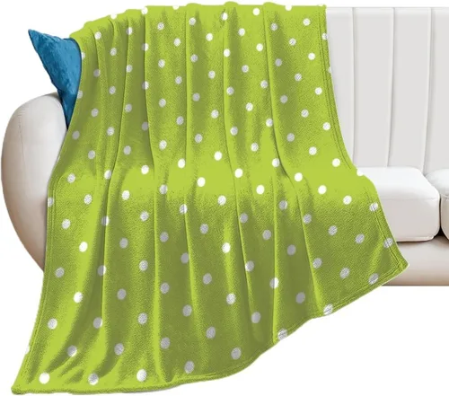 Vista 16 de Manta de felpa de lunares blanco aguamarina, suave y acogedora, manta de franela para todas las estaciones, para sofá, cama, 40 x 50 pulgadas