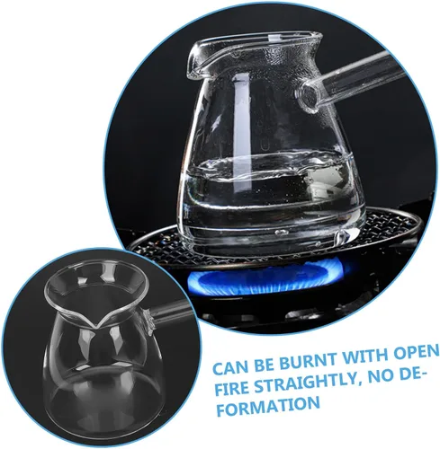 Vista 8 de Classics - Cafetera turca de vidrio de borosilicato, tetera Jazzva Cezve Briki, calentador de leche caliente, 15.2 fl oz