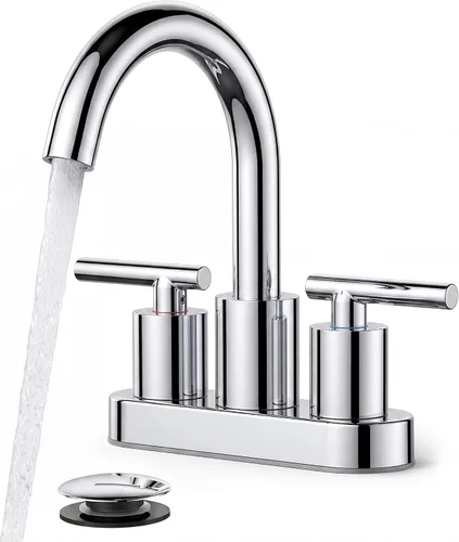 Vista 20 de FORIOUS Grifo de lavabo de baño de oro cepillado de 4" con 2 agujeros