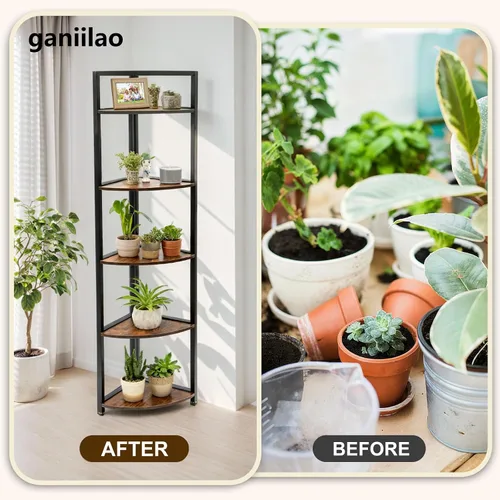 Vista 4 de Soporte de esquina para plantas con estante de luz de crecimiento, soporte para plantas de 59 pulgadas de alto, soporte para flores de 59 pulgadas