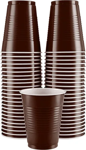 Vista 22 de Amcrate Vasos desechables, vasos de plástico negros de 18 onzas, fuertes y resistentes para bodas, Navidad, Halloween, paquete de 50