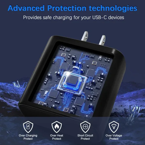 Vista 4 de Cargador para iPhone 17 de carga rápida, paquete de 2 adaptadores de alimentación USB C de 45 W y cable USB C a C de 10 pies tipo C para iPhone 17
