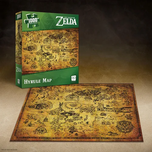 Vista 8 de The Legend of Zelda Hyrule Map - Rompecabezas de 1000 piezas Rompecabezas coleccionable con mapa estilizado de Hyrule de los videojuegos The