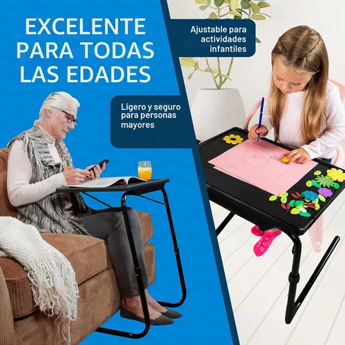 Vista 5 de Table-Mate Bandeja/mesa de TV Escritorio portátil plegable para cenar, bandejas de mesa de sofá para comer bocadillos, escritorio portátil