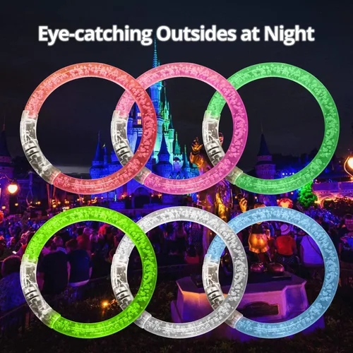 Vista 4 de Novelty Place Juego de 12 pulseras LED brillantes – Juguetes iluminados para fiestas de niños y adultos – Accesorios que brillan en la oscuridad