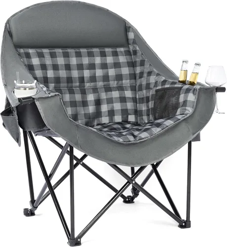 Vista 24 de Silla de camping de gran tamaño con calefacción, resistente, acolchada Negro (Allblack)