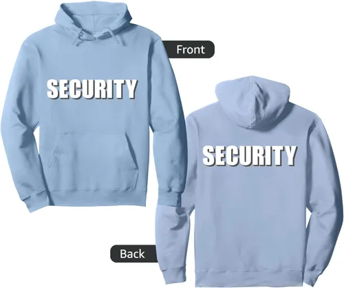 Vista 8 de Sudadera con capucha con estampado frontal y trasero de servicio de guardia de Negro