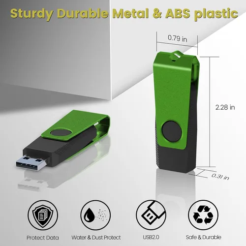 Vista 5 de Unidad Flash USB de 128MB Paquete de 20 AGECASH USB 2.0 Unidades Flash Thumb a Granel Verde Giratorio 128MB Memoria USB Stick Zip Jump Drive 1