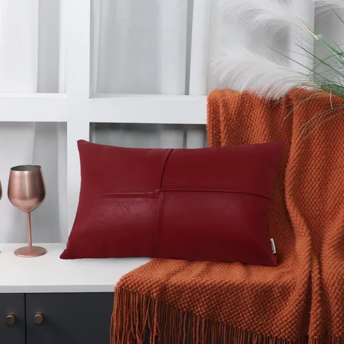 Vista 31 de BRAWARM Fundas de Almohada Decorativas de Cuero Sintético 12 X 20 Pulgadas, Fundas de Almohada Lumbar de Cuero Naranja Paquete de 2, Almohadas