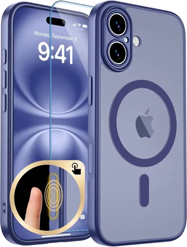 Vista 135 de zapica Funda magnética para iPhone Air, con protector de pantalla de vidrio templado, compatible con MagSafe, translúcida mate, a prueba de golpes