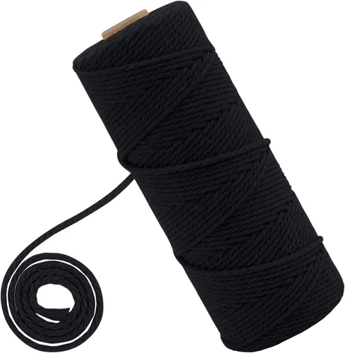 Vista 40 de CAMAL Cordón de macramé de 0.079 pulgadas x 109 yardas, cuerda de color trenzado de 3 hebras de algodón natural para tejer, atrapasueños, colgar