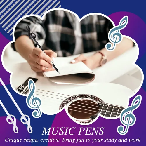 Vista 4 de Lincia 100 bolígrafos de notas musicales a granel, bolígrafos musicales a granel, recuerdos de fiesta temática musical, regalos novedosos para coro