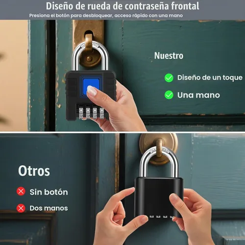 Vista 5 de Diyife - Candado resistente a la intemperie, [endurecido], cerradura de combinación para exteriores con funda de silicona, con código de 4 dígitos