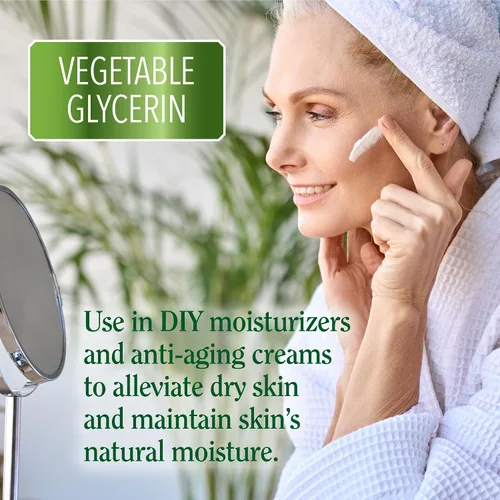 Vista 2 de Glicerina vegetal distribuida por ME LLC, 1 galón, grado alimenticio Kosher USP, glicerina 100% vegetal, humectante natural, uso en jabones