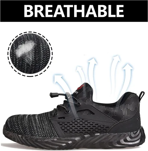 Vista 54 de SUADEX Zapatos deportivos con punta de acero para hombres y mujeres, indestructibles, ligeros, cómodos, antideslizantes, puntera compuesta