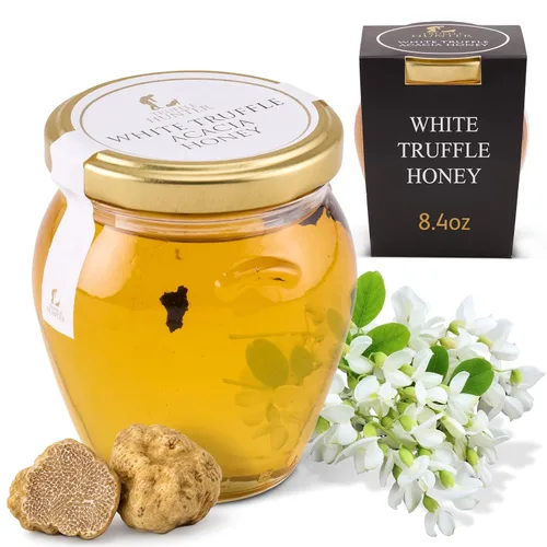 Vista 9 de TruffleHunter - Condimento de miel de acacia con trufa blanca, 4.23 onzas Fabricado con trufas blancas, miel de acacia, kosher, vegetariana, dulce