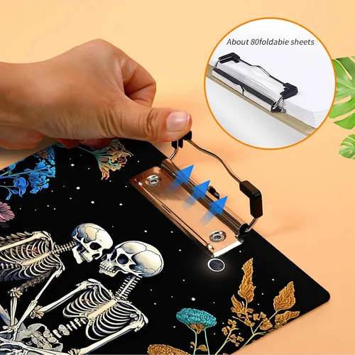 Vista 6 de Portapapeles de plástico con soporte para bolígrafo, portapapeles tamaño carta A4 con clip de perfil bajo y lazo para colgar, bonito portapapeles