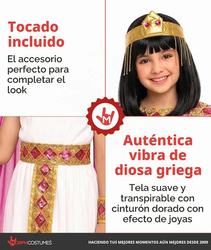 Vista 3 de Morph Disfraz de Cleopatra para niños, disfraz de Cleopatra, disfraz