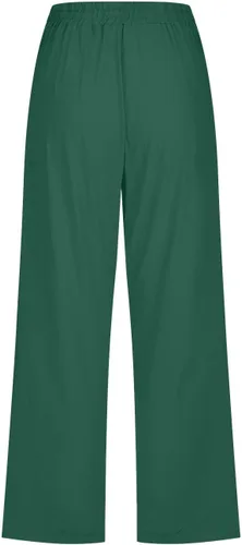 Vista 4 de JEGULV Pantalones capri de lino para mujer, de verano, cintura alta, pierna ancha, pantalones capri de yoga, pantalones cortos con bolsillos
