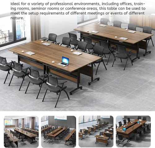 Vista 8 de Paquete de 6 mesas de conferencias plegables, mesa de entrenamiento Nuez