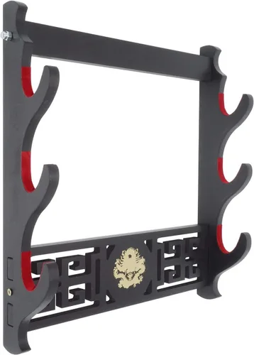 Vista 8 de Soporte de pared para espada de dragón, soporte acolchado de terciopelo para Katana, soporte de espada samurái, estante de exhibición