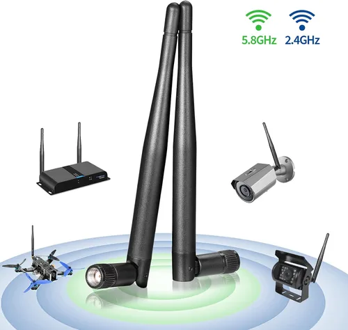Vista 4 de Bingfu Antena WiFi de doble banda 2.4GHz 5GHz 5.8GHz 3dBi RP-SMA Reemplazo de antena macho (paquete de 2) para enrutador WiFi, tarjeta de red