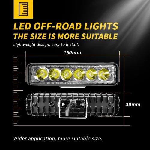 Vista 2 de Willpower 2 piezas de barra de luz LED de 6 pulgadas 18W, haz puntual de fila única, cápsulas LED mini delgadas, luz de trabajo todoterreno, luz