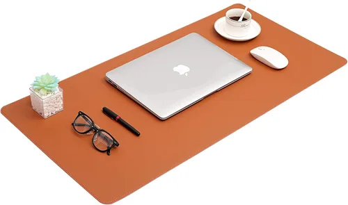 Vista 3 de MCBZ Almohadilla de escritorio de cuero, bloc de notas de cuero sintético, almohadilla de escritorio para cuaderno, alfombrilla para mouse