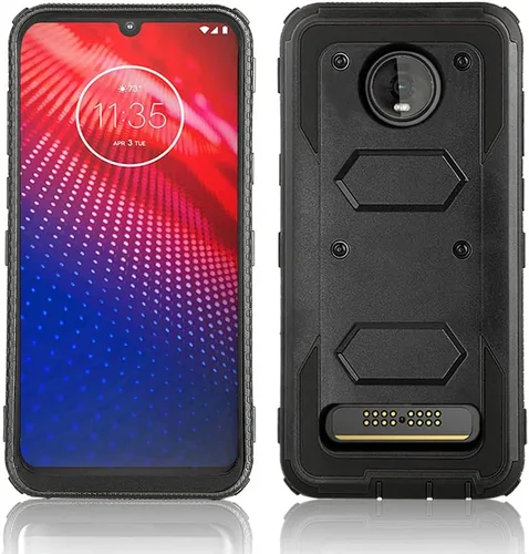Vista 4 de Asuwish Funda de teléfono para Moto Z4/Moto Z 4 Play/MotoZ4 Force Cover híbrida a prueba de golpes dura a prueba de caídas de cuerpo completo