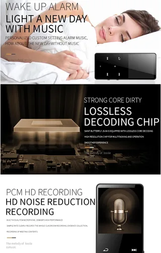 Vista 5 de Reproductor MP3 MP4, sonido de audio sin pérdida de alta fidelidad BT 5.0, gran movimiento, reproductor portátil multiusos para reproducción