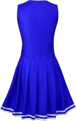 Vista 2 de GRAJTCIN Disfraz de animadora para niñas de 6 a 14 años, uniforme de animadora de Halloween
