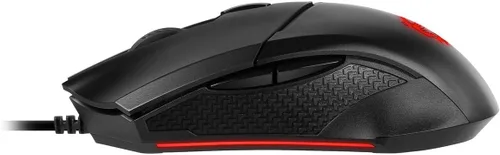 Vista 7 de MSI Clutch GM08 - Mouse para juegos, 4200 DPI, sensor óptico, 3 pesos ajustables, iluminación LED roja, diseño simétrico, color negro