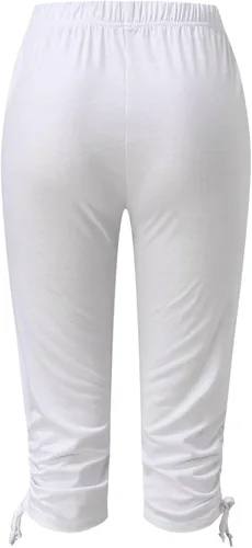 Vista 6 de Pantalones capri de yoga para mujer, leggings recortados florales de verano, pantalones ajustados con cordón ajustable para vacaciones