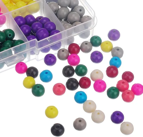 Vista 4 de RUBYCA Opaco pintado Druk Perlas de vidrio checo para la fabricación de joyas 0.236 in, colores mezclados w/caja del envase
