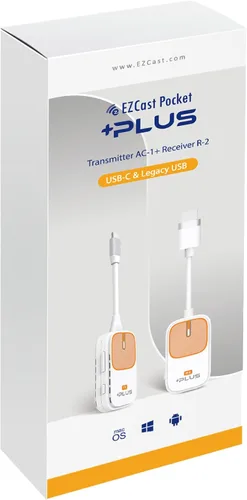 Vista 9 de EZCast Pocket Plus - Receptor y transmisor de pantalla inalámbrico Compatible con USB-C Soporte Miracast y AirPlay Funciona sin modo Alt DP