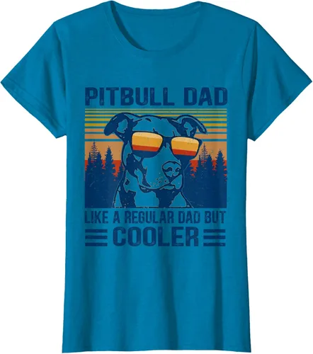 Vista 22 de Camiseta divertida retro de Pitbull Dad Like A Regular Dad But Cooler Gris Oscuro