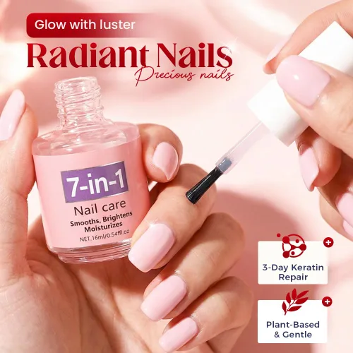 Vista 3 de Esmalte de uñas de secado rápido, aceite de queratina 7 en 1 para el cuidado de uñas de secado rápido, aceite de fortalecimiento de uñas de secado