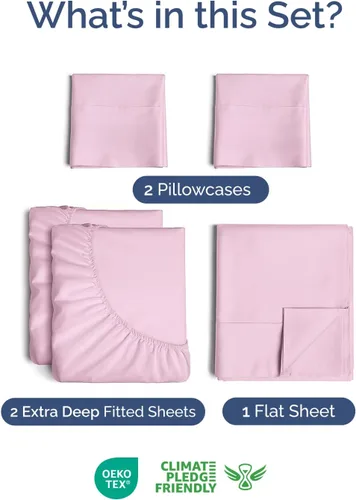 Vista 341 de Extra Deep Twin XL Sheet Set - 3 Piece College Dorm Room - White 01-Blanco
