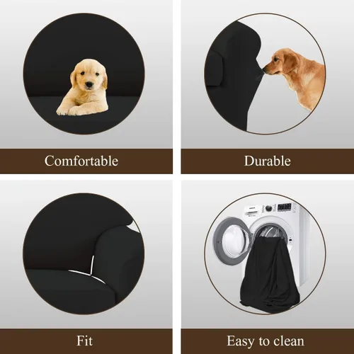Vista 5 de Easy-Going Funda elástica de microfibra para sofá de 2 piezas, con elastano, suave y ajustable, protector de muebles lavable con parte inferior